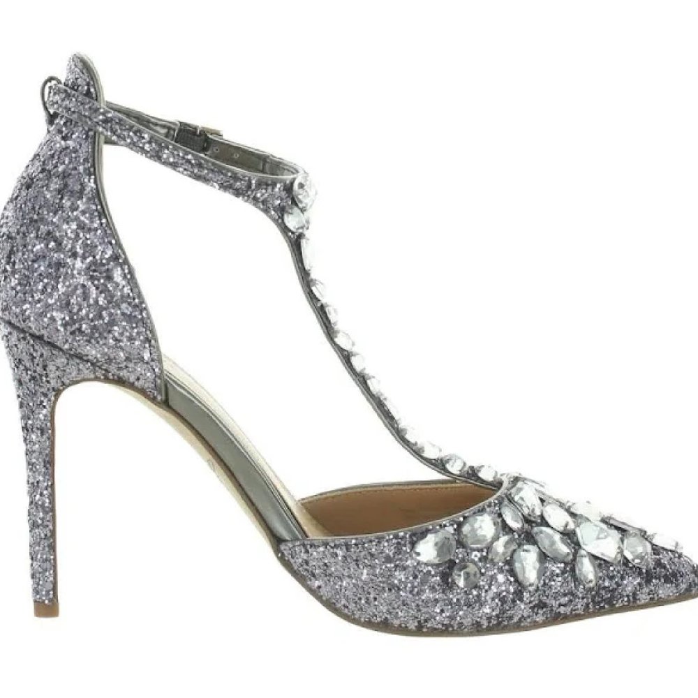Never worn-Jewel Badgley Mischka T-Strap Heels